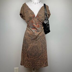 Y2K Grunge Leopard‎ Rhinestone Graphic Dress Women's Size Medium